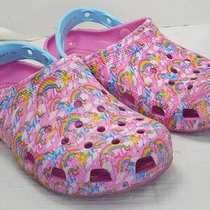 Lisa Frank Unicorn Rainbow Crocs Croc Shoes Size 4 J All Over Design Preloved
